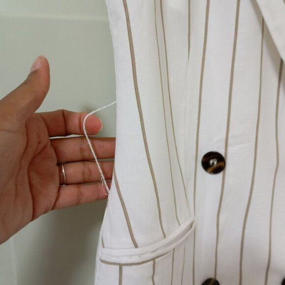 Bershka White & Black Striped Sleeveless Blazer Dress Womens S Midi - Picture 8 of 14